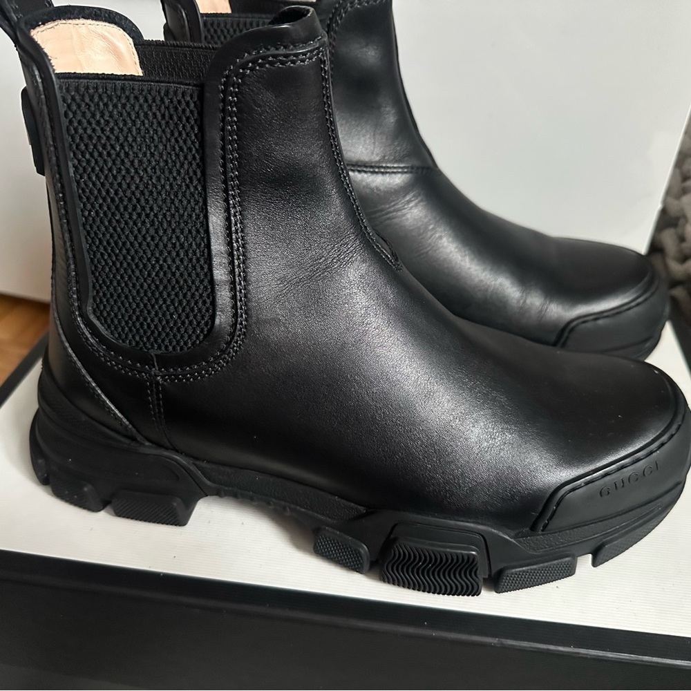 Gucci Black Leather Ankle Boots